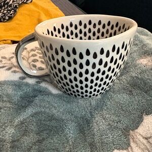 Black Dot Ceramic Coffee Mug - Classic Polka Drop Design